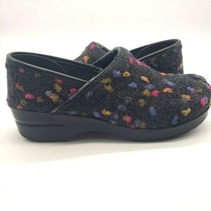 Dansko Women's Professional Felt EU 41 Charcoal multi color dots slip on shoes